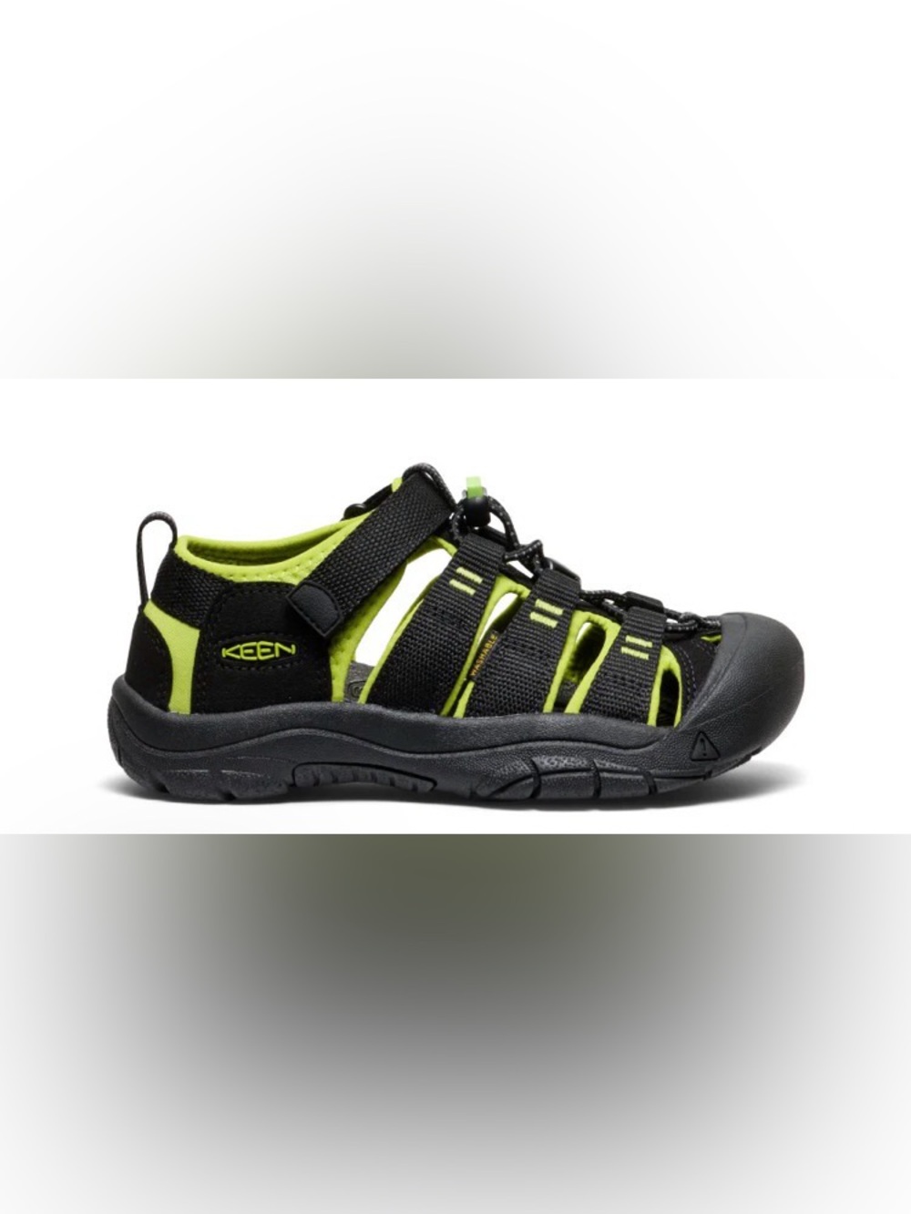 Keen Big Kids' Newport H2 sandal black and green quick-dry water shoe size 2 - Picture 7 of 12